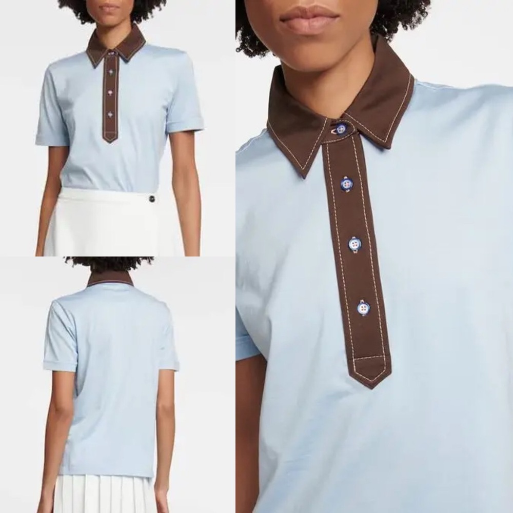 Tory Burch Cotton Piqué Polo Shirt in Blue - S
